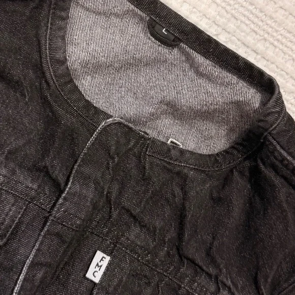 Black Denim motorcycle vest zip front closure layering club-style Youth-Large - Picture 4 of 6